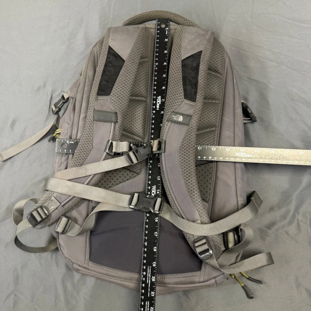 The North Face Surge Backpack Gray Yellow Laptop Bag FlexVent Hiking Travel